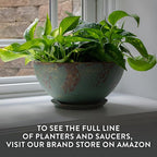 Classic Home and Garden Rosie Modern Planter w/Drainage - Contemporary Planter Bowls - Shallow Round Vases for Small Plants - Versatile Indoor & Outdoor Pots (10” Indigo Speckle)