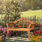 Tangkula Folding Outdoor Eucalyptus Wood Bench, 49” Large Foldable Solid Wood Garden Park Bench, 2-Person Loveseat Chair for Entryway, Deck, Porch, Poolside & Balcony