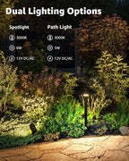 SUNVIE All-in-ONE Landscape Lighting Kit 6-Pack LED Outdoor Pathway Lights, 2-Pack Spotlights, 60W Transformer, 100FT 16/2 AWG Wire and Connectors Outdoor Landscape Lighting for Walkway Garden Yard