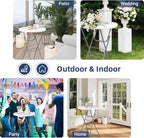 Cocktail Table 28in Folding Round High Top Indoor Outdoor with Removable Legs, Tall Bistro Foldable Bar Height Table for Parties, Patio, Backyard, Dining, Wedding, White- 2PCS