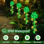 ST Patrick's Day Decorations Outdoor,2 Pack Shamrock Solar Lights Outdoor,Solar Powered Green Fairy Lights Holiday Decorations for Yard,Lawn,Garden Stkae