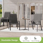 Patio Chairs Set of 6, Stackable Outdoor Dining Chairs for All Weather, Metal Modern Outside Furniture Chair for Pool Side, Garden, Backyard Deck, Dark Grey