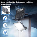 100W Solar Flood Light Outdoor Waterproof, 24000LM 6500K LED Solar Street Light with Remote, Dusk to Dawn Solar-Powered Lamp, Split Type Security Lighting with 13FT Cable for Parking Lot Yard Garage