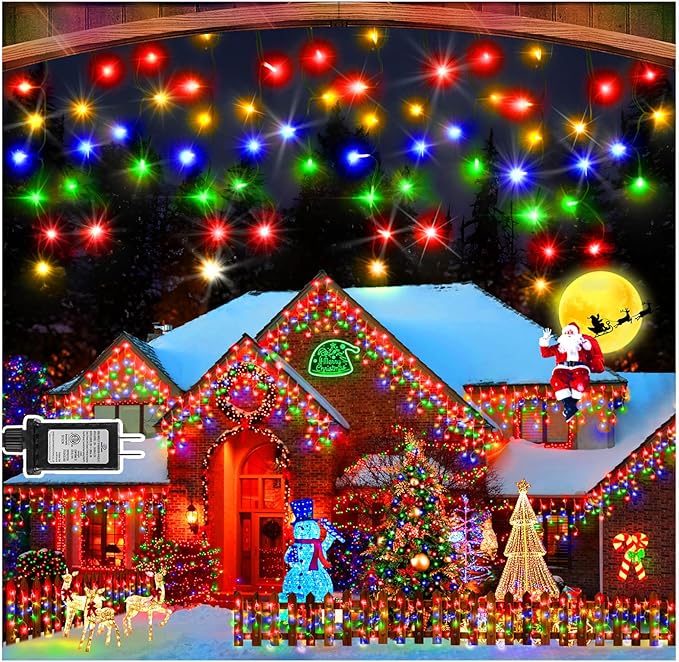 String Lights, 33 FT Black Wire with 400 Multicolor LEDs, 8 Modes
