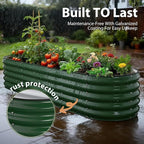 8x2x1.5 ft Galvanized Steel Raised Garden Bed, Raised Garden Bed Kit, Galvanized Planter Box Outdoor, 18" Tall Oval Large Metal Raised Bed for Gardening Vegetables Flower Herb (Moss Green)