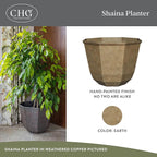 Classic Home and Garden Shaina Planting Pots - Lightweight Indoor & Outdoor Plant Pots - UV-Resistant Resin Flower Pots - Pot Planters for Flowers & Herbs (15” Earth)