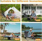 KingCamp Oversize Lounge Chair Outdoor, Extra Large Padded Folding 5 Positions Chaise Tanning Chairs with Pillow & Side Table for Outside Sunbathing Beach Patio Pool Camping (Black)