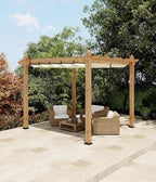 10 x 10 ft Aluminum Pergola with Adjustable Canopy, Outdoor Metal Pergola, Imitation Wood-Grain Sun Shade Shelter for Garden Patio Backyard Deck