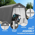 Storage Shed 8 x 14 ft Gray Galvanized Steel Frame Roll-Up Door