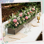 Dandat 1 Set Wood Boxes for Centerpieces 28 x 5 Inch Rectangle Wooden Planter Box Rustic Wooden Planters with Removable Plastic Liner Floral Foam Blocks for Christmas Wedding Home Garden Decor(Brown)