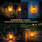 Solar Lantern Outdoor & Indoor Use – Hanging Solar Lights with Realistic Flickering Flameless Candle, Weatherproof for Gardens, Patios, Trees, and Lawns (Black, 1 Pack)