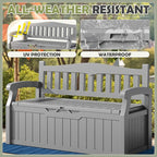 Homall 75 Gallon Outdoor Storage Benches Lockable Deck Box with Waterproof and UV Resistant, Waterproof Storage Box for Patio Furniture, Tools, Cushions (Grey)