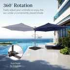Best Choice Products 10ft Solar LED Offset Cantilever Hanging Market Patio Umbrella, Smooth 360° Rotation, 8 Sturdy Ribs, Easy Adjustment - Navy Blue