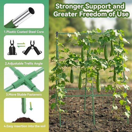 2 Pack Cucumber Trellis, 34"×48" Garden Trellis for Climbing Plants Outdoor, A-Frame Vegetable Trellis for Raised Bed, Support for Tomatoes, Squash, Zucchini, Vegetables & Flowers