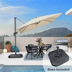 PURPLE LEAF 9 Feet Patio Umbrella with Base Outdoor Cantilever Square Umbrella Aluminum Offset Umbrella with 360-degree Rotation for Garden Deck Pool Patio, Beige