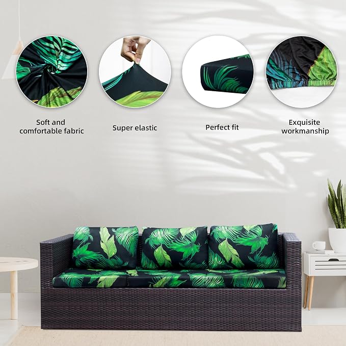 Outdoor Cushion Covers 8 Pack Stretch Patio Slipcovers for 20-27 Inch Cushions
