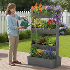 Wooden Vertical Raised Garden Bed, 4 Tier Garden Planters Raised Beds Freestanding Plant Stand Flower Rack Wooden Planter Box for Plants Herbs Flowers Vegetables Outdoor Indoor Gardening
