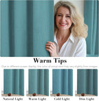H.VERSAILTEX Linen Blackout Curtains 72 Inches Long 100% Absolutely Blackout Thermal Insulated Textured Linen Look Curtain Draperies Anti-Rust Grommet, Energy Saving with White Liner, 2 Panels, Teal