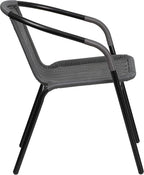 Flash Furniture Lila Modern Rattan Indoor/Outdoor Stackable Dining Chairs, Stacking Rattan Bistro Chairs for Patio or Restaurant, Set of 4, Gray