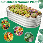 TATAANTY Galvanized Raised Garden Bed for Outdoor: 4X2X1ft Durable Metal Vegetable Plant Container Kit - Oval Planter Box for Gardening Flower Trough