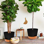 GARDIFE 12 inch Plant Pots, planters,Self Watering Pots, 2 Pack Large Plastic Flower pots with Deep Reservior and High Drainage Holes for Indoor Outdoor Plants and Flowers, Black