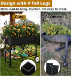 Koutemie Outdoor Raised Planter Bed Box with Legs for Gardening, Elevated DIY Garden Cart on Wheels for Vegetables Flower Tomato Herb Plant, Black