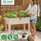 Elevated 32" Tall Raised Garden Bed with Legs and Wheels for Mobility, Metal Planter Boxes Outdoor with Shelf, Raised Bed for Gardening Vegetables/Herbs, Backyard, Patio, Balcony, White