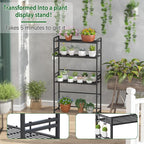 Garden 4 you 3 Tier Metal Plant Stand Outdoor Indoor Waterproof, Stackable Heavy Duty Tall Plant Shelf Flower Pot Holder for Garden, Display Rack, Black