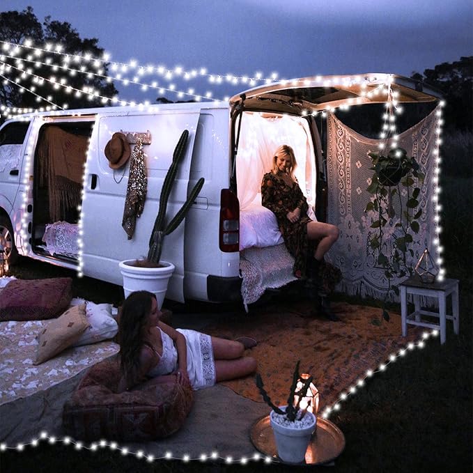 String Lights 500 LED White Outdoor 165ft Memory Timer