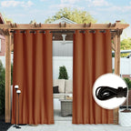 NICETOWN 2 Panels Weighted Blackout Outdoor Curtains for Patio Waterproof, Grommet & Back Tab on top and Bottom Windproof Privacy Thermal Drapes for Gazebo with Fixed Rope, W52 x L95, Burnt Orange