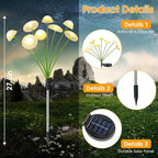 2PK 16LED Solar Garden Lights Outdoor, Mushroom Solar Lights Outdoor, IP65 Waterproof Firefly Light Outside Decor for Patio Pathway, Sway by Wind for Pathway Garden Mushroom Decorations, Warm White
