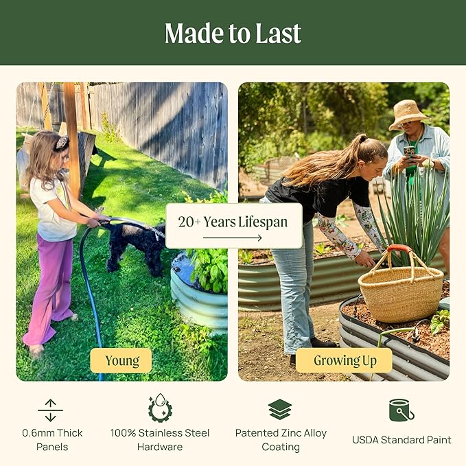 32" Extra Tall Raised Garden Bed Kits, 4 x 8 x 2.7ft Raised Planter Box Outdoor, 2.5 x 9.5 x 2.7ft Deep Root 10 in 1 Modular Metal Raised Beds for Gardening Vegetables Flowers Fruits - Modern Gray