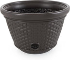 Suncast 2 Pack Decorative Wicker Garden Hose Holder Pot with 4 Drain Holes for 100 Foot Hoses, Java