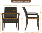 Yaheetech Set of 2 Stackable Outdoor Rattan Dining Chairs, All-Weather Armchair w/Armrests, Steel Frame for Garden, Patio, Deck, Yard, Poolside, Brown