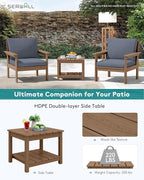 SERWALL HDPE Patio Sofa Set, 3-piece Sectional Outdoor Furniture Set, All Weather Outdoor Couch Set Patio Furniture Set for Deck, Lawn, Brown Frame with Grey Cushion