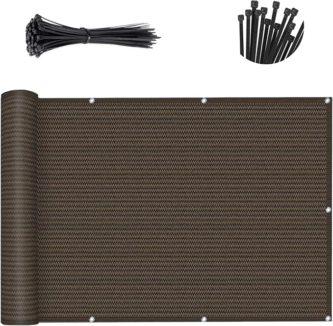 SUNNY GUARD Customized 3.3'x31' Brown Balcony Privacy Screen, 90% Shade - Image 2