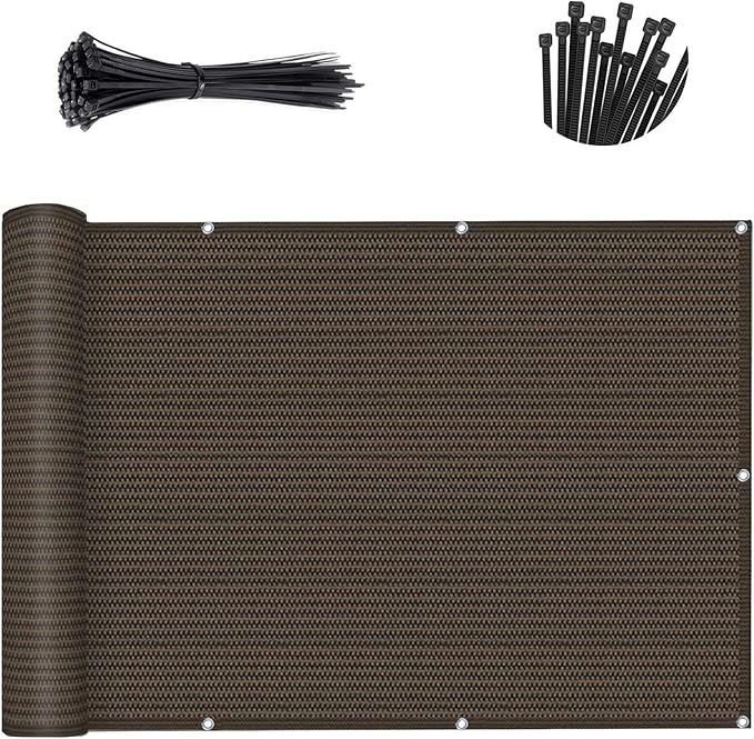 SUNNY GUARD Customized 3.3'x29' Brown Balcony Privacy Screen, 90% Shade - Image 2