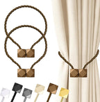 Hion Magnetic Curtain Tiebacks Dark Brown 2pcs, Curtain Tiebacks Buckles Holdbacks Holders Hooks Clip for Home Bedroom Office Decorative Curtain