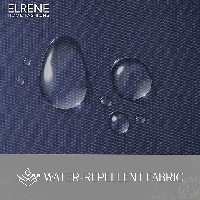 Elrene Home Fashions Matine Weatherproof Tab-Top Indoor/Outdoor Solid Color Curtain Panel for Porch, Pergola, Patio, Deck, 52”W x 84”L, Blue