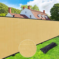UPGRADE Privacy Screen 5' x 25' Fence Commercial Shade Cover with Brass Grommets Heavy Duty Perfect for Outdoor Back Yard, Sand, Customizable