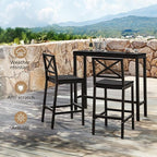 Outdoor Bar Table, 45" Patio Bar Height Counter Console Table, Black Waterproof HDPS Slatted Top and Bronze Leg, Weather Resistant, Hot Tub, Balcony, Yard, Indoor or Outdoor Use