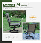 Sophia & William Patio Dining Set 5 Pieces, 4 x Patio Dining Chairs Textilene with 1 Round Patio Dining Metal Table 44" with Umbrella Hole Outdoor Furniture Set for Lawn Garden