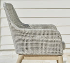 Signature Design by Ashley Seton Creek Cottage Nuvella Weather Resistant Fabric Outdoor Dining Arm Chair with Cushion, Set of 2, Light Brown & Light Gray