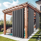 NICETOWN Grey Outdoor Curtains for Patio Waterproof 2 Panels, Windproof Rustproof Top & Bottom Grommet Thermal Insulated Blackout Privacy Outdoor Drapes for Gazebo/Pergola, W84 x L95