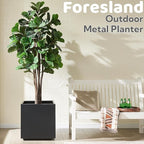 Large Metal Outdoor Planter Box 20Wx20Dx21.5H, Galvanized Steel Cube Planters for Outdoor Plants, Easy Assembly - 5mins Quick Install, Large Square Flower Pot for Patio, Deck, Garden, Yard, Black