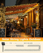 Brightown 4 Pack Solar String Lights for Outside, 184Ft 480 LED Solar Lights Outdoor Waterproof with 8 Modes, Solar Outdoor String Light for Patio Yard Tree Garden Party Decorations, Warm White