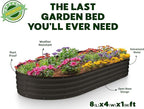 Plant & Plot Galvanized Raised Garden Beds Outdoor // 8×4×1 ft Planter Raised Beds for Gardening, Vegetables, Flowers // Large Metal Garden Box // Patented Tool-Free Design (Black)