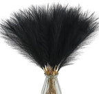 Artificial Pampas Grass Plumes, 50 Stems, 21.6 Inch, Black Faux Decor