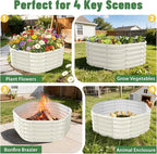 Hexagon Raised Garden Bed, 48 Inch Diagonal & 16.5 Inch Tall, Galvanized Steel Planter Box with Wave-Shaped Metal Panels for Outdoor Flower,Tree,Herb & Vegetable Garden (Cream white, 4FT X 1.5FT)