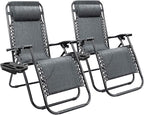 Homall Zero Gravity Chair - Adjustable Folding Lawn Chairs - Outdoor Gravity Reclining Lounge Chair with Pillows - Set of 2 (Double-Gray)
